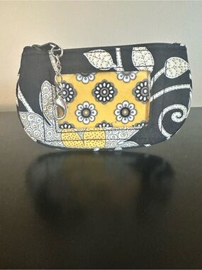 Yellow and Black Floral Vera Bradley ID Pouch